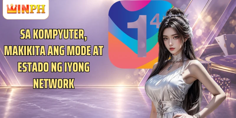 Sa kompyuter, makikita ang mode at estado ng iyong network
