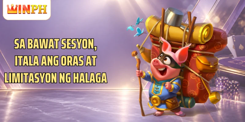 Sa bawat sesyon, itala ang oras at limitasyon ng halaga